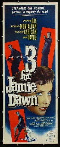 z006 3 FOR JAMIE DAWN insert movie poster '56 Laraine Day, Montalban