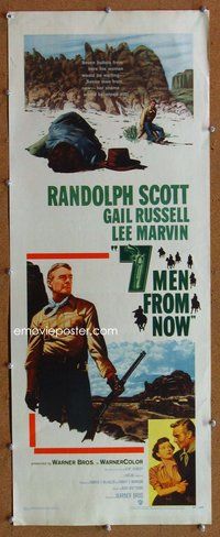 z010 7 MEN FROM NOW insert movie poster '56 Randolph Scott, Boetticher
