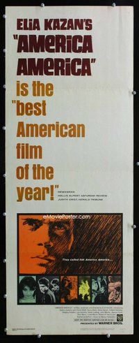 z024 AMERICA AMERICA insert movie poster '64 Elia Kazan, immigrants!