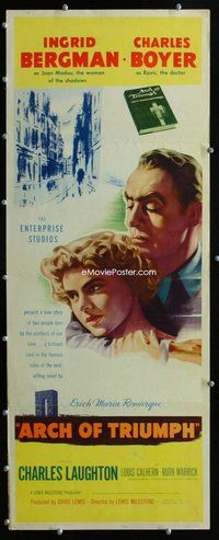 z034 ARCH OF TRIUMPH insert movie poster '47 Ingrid Bergman, Boyer