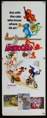 z035 ARISTOCATS insert movie poster R80 Walt Disney feline cartoon!