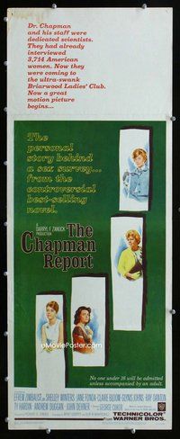 z079 CHAPMAN REPORT insert movie poster '62 Jane Fonda, Irving Wallace