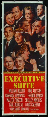 z119 EXECUTIVE SUITE insert movie poster '54 William Holden, Stanwyck