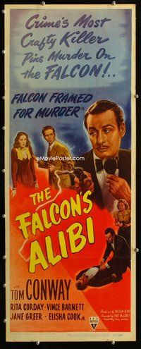 z125 FALCON'S ALIBI insert movie poster '46 Tom Conway as The Falcon!