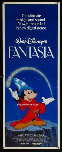 z126 FANTASIA insert movie poster R80s Mickey Mouse, Disney classic!
