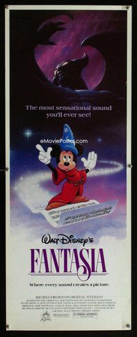z127 FANTASIA insert movie poster R85 Mickey Mouse, Disney classic!