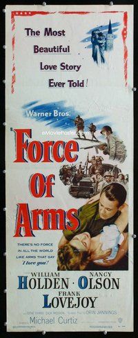 z138 FORCE OF ARMS insert movie poster '51 William Holden, Nancy Olson