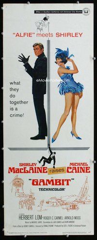z141 GAMBIT insert movie poster '67 Shirley MacLaine, Michael Caine