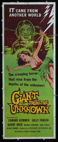 z144 GIANT FROM THE UNKNOWN insert movie poster '58 creeping terror!
