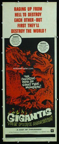 z146 GIGANTIS THE FIRE MONSTER insert movie poster '59 Godzilla!