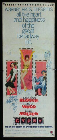 z156 GYPSY insert movie poster '62 Rosalind Russell, Natalie Wood