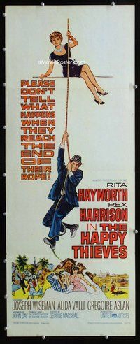 z158 HAPPY THIEVES insert movie poster '62 Rita Hayworth, Harrison