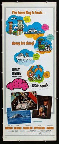 z162 HERBIE RIDES AGAIN insert movie poster '74 Disney, car racing!