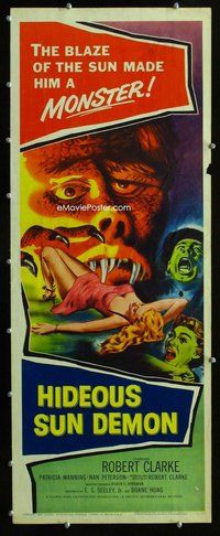 z163 HIDEOUS SUN DEMON insert movie poster '59 Robert Clarke, horror!