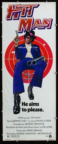 z169 HIT MAN insert movie poster '73 classic blaxploitation image!