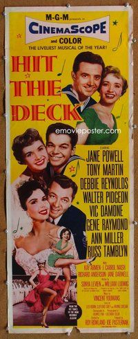 z171 HIT THE DECK insert movie poster '55 Debbie Reynolds, Powell