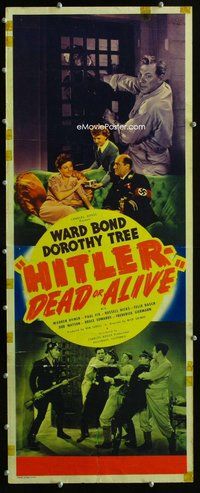 z172 HITLER-DEAD OR ALIVE insert movie poster '42 bounty hunters!