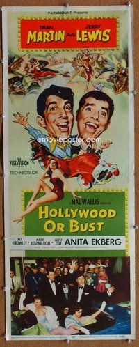 z174 HOLLYWOOD OR BUST insert movie poster '56 Dean Martin, Lewis