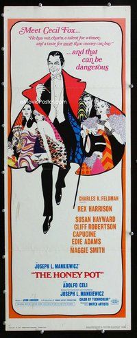 z176 HONEY POT insert movie poster '67 Rex Harrison, Susan Hayward
