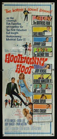 z178 HOOTENANNY HOOT insert movie poster '63 Johnny Cash, country!