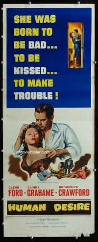 z188 HUMAN DESIRE insert movie poster '54 Fritz Lang, Ford, film noir!