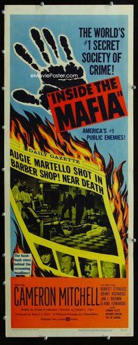 z199 INSIDE THE MAFIA insert movie poster '59 Cameron Mitchell