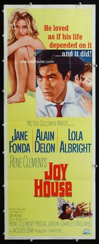 z207 JOY HOUSE insert movie poster '64 Jane Fonda, Alain Delon