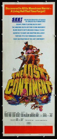 z228 LOST CONTINENT insert movie poster '68 Hammer English sci-fi!