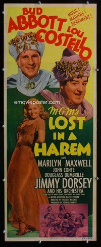z229 LOST IN A HAREM insert movie poster '44 Abbott & Costello!