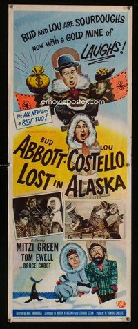 z230 LOST IN ALASKA insert movie poster '52 Abbott & Costello on ice!