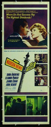 z235 MADISON AVENUE insert movie poster '61 Dana Andrews, Parker