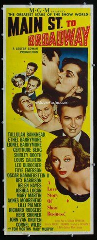 z237 MAIN STREET TO BROADWAY insert movie poster '53 Tallulah Bankhead