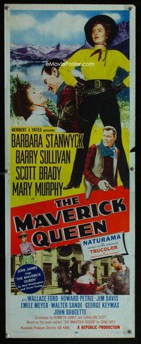 z245 MAVERICK QUEEN insert movie poster '56 Stanwyck, Zane Grey