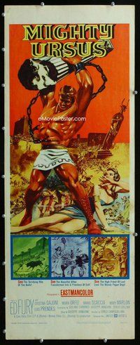 z250 MIGHTY URSUS insert movie poster '62 Ed Fury, sword and sandal!