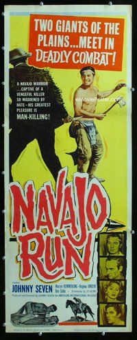 z261 NAVAJO RUN insert movie poster '64 Native American man-killing!