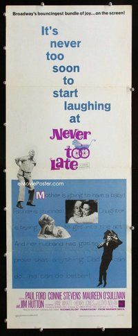 z263 NEVER TOO LATE insert movie poster '65 Ford, Connie Stevens