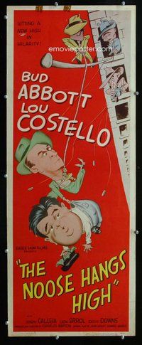 z268 NOOSE HANGS HIGH insert movie poster '48 Abbott & Costello!
