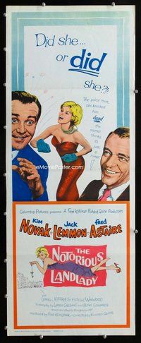 z272 NOTORIOUS LANDLADY insert movie poster '62 Kim Novak, Jack Lemmon
