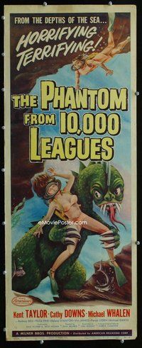 z288 PHANTOM FROM 10,000 LEAGUES insert movie poster '56 wacky image!