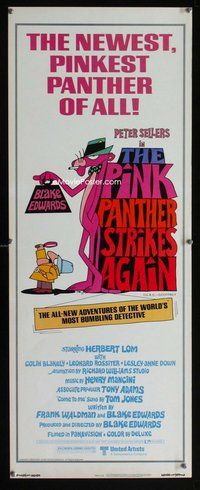 z289 PINK PANTHER STRIKES AGAIN insert movie poster '76 Peter Sellers