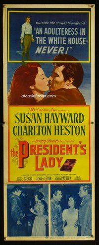 z295 PRESIDENT'S LADY insert movie poster '53 Susan Hayward, Heston