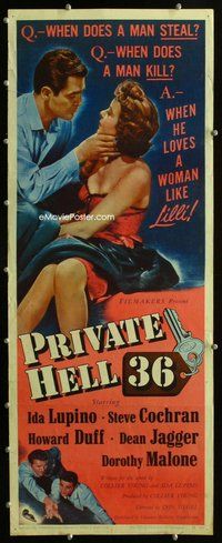 z299 PRIVATE HELL 36 insert movie poster '54 Ida Lupino, Don Siegel