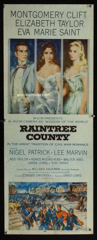 z307 RAINTREE COUNTY insert movie poster '57 Monty Clift, Liz Taylor