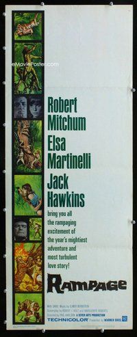 z308 RAMPAGE insert movie poster '63 Robert Mitchum, Elsa Martinelli