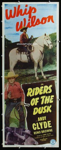 z313 RIDERS OF THE DUSK insert movie poster '49 Whip Wilson on horse!