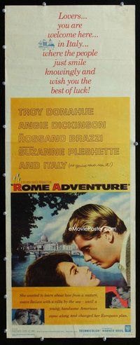 z315 ROME ADVENTURE insert movie poster '62 Donahue, Angie Dickinson