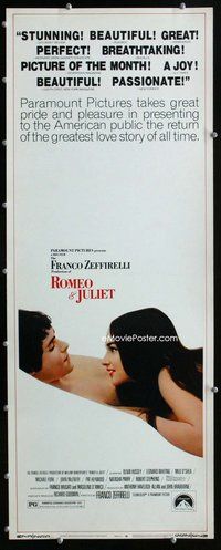 z316 ROMEO & JULIET insert movie poster R73 Franco Zeffirelli