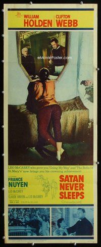 z320 SATAN NEVER SLEEPS insert movie poster '62 William Holden, Nuyen
