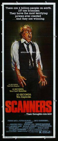 z323 SCANNERS insert movie poster '81 David Cronenberg, Joann art!