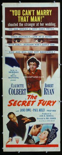 z325 SECRET FURY insert movie poster '50 Colbert, Robert Ryan